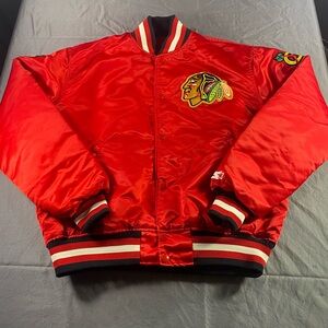 Vintage red NHL Chicago Blackhawks 90s red bomber stater jacket Large